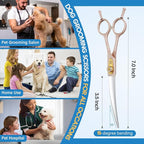 JASON Professional Dog Grooming Scissors - 7 Inch Curved Shear Japanese 440C Stainless Steel Dog Scissors with Diamond Screw, Rosegold, Sharp