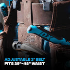 Ox Pro Construction Tool Belt - 22-Pocket Leather Tool Belt Pouches - (XL) Belt Made of Oil-Tanned Leather with Double-Stitching and Steel Rivets - OX-P263603
