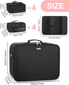 Relavel Extra Large Makeup Case Professional Cosmetic Storage Organizer Box Brush Holder with 8 Clear Set Bags & Lipstick Plate for Makeup Artists with Shoulder Strap & Adjustable Dividers