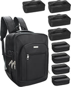 Makeup Backpack Professional Cosmetic Artist Bag Extra Large Travel Train Case Storage Organizer Double-Layer Cosmetic Case with 8 Pouch &Adjustable Divider (Black)