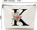 Initial A-Z Personalized Letter Makeup Bag, Monogrammed Bridesmaid Gifts/Presents Cosmetic Bag, Portable Stationery Storage Organizer Pouch, Friendship Love Travel Makeup Bags