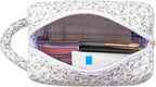 Makeup Bag Travel Cosmetic Bag for Women, Zipper Make Up Pouch, Floral Flowers Toiletry Organizer Makeup with Handle, Cosmetic Travel Cloth Bag (Purple Floral)