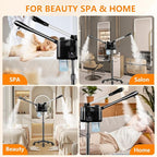 Professional Facial Steamer with Ozone and Hot & Cold Mist, Esthetician Steamer on Wheels, Face Humidifier for Facial Deep Cleaning, Digital Facial Steamer for Home and Salon, Black