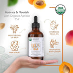 HBNO Organic Virgin Apricot Oil - 4 oz (120ml) Value Size - Ideal for Shampoos, Conditioners, Lip Balms, Face wash, Lotions, and Skin Care Products.