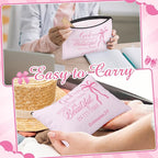 Hillban 36 Pcs Christian Gifts for Women Christian Pink Bow Makeup Bags Bible Verse Cosmetic Bag Inspirational Pencil Case with Zipper Coquette Bowknot Travel Organizer Pouch for Wedding Bachelorette