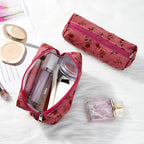 SOIDRAM Makeup Bag Floral Cosmetic Bag Cute Makeup Pouch 1Pcs Large Capacity Makeup Bags and 1Pcs Makeup Brushes Storage Bag Travel Toiletry Bag Organizer
