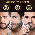 PRITECH Beard Trimmer for Men, 3 in 1 Hair Clippers for Men Kit, Nose,Ear,Micro Electric Shaver, Mens Grooming Set Cordless with LED Display IPX6 Waterproof (Silver)