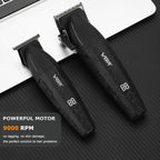 VGR 640 Professional Hair Clippers for Men, 9000RPM Cordless Barber Clippers and Trimmers Set, Zero Gap T-Blade Hair Cutting Kit, DLC Coated Ceramic Blade Barber Kit with LED Display(Black)