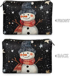 COEQINE Christmas Snowman Purse Pouches For Purse Organization Travel Makeup Bag for Women Leather Waterproof Small Cosmetic Bag For Purses for Womens Travel Essential Bags for Toiletries