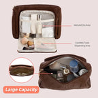 Cosmetic Bag Travel Makeup Bag Large Capacity Small Travel Zipper Pouch Makeup Organizer Bag for Women (Brown-2 Pack)