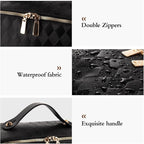 Abiudeng Travel Makeup Bag,Large Capacity Toiletry Bag Cosmetic Bags for Travel Essentials,Waterproof Portable Pouch Open Flat Makeup bag Organizer with Divider and Handle-black rhombus