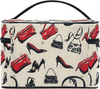 Makeup Train Case High Heels Handbags Print Carrying Portable Zip Travel Cosmetic Brush Bag Organizer Large for Women