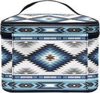 Western Makeup Bags for Woment Tribal Ethnic Tribal Aztec Navajo Portable Cosmetic Travel Bags with Zipper and Carry Handle Large Capacity Toiletry Case Organizer Storage Pouch