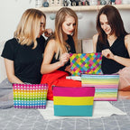 4pcs Colorful Rainbow Makeup Bag, Bright Neon Colors Cosmetic Bag, Christmas Wedding Anniversary Birthday Friendship Gifts for Women Girls Best Friends Bridesmaid Bestie Mom Travel Toiletry Bag