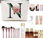 Initial A-Z Personalized Letter Makeup Bag, Monogrammed Bridesmaid Gifts/Presents Cosmetic Bag, Portable Stationery Storage Organizer Pouch, Friendship Love Travel Makeup Bags