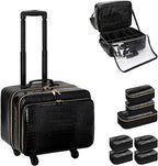 OCHEAL Rolling Makeup Train Case,with 7 Pcs Clear Makeup Bags, 18" Carry On Travel Cosmetic Organizer Suitcase,Extra Large Storage Trolley Makeup Case On Wheels for Hairstylist Cosmetology Artist