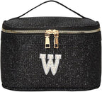 EURYNOME Makeup Bag with Custom Letter W, Water-Resistant Travel Organizer Pouch, (8.3x5.1x5.1 Inch) Cosmetic Case for Women