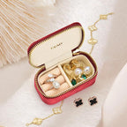 Small Travel Jewelry Case, Mini Tiny Plush Velvet Jewelry Box for Women and Girls, Pocket Size Jewelry holder organizer for Rings Earrings and Small Items(Burgundy)