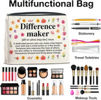 Difference Maker Gifts Makeup Bag, Thank You Appreciation Gifts for Women Teacher Boss Leader Coworker, Difference Maker Definition Zipper Makeup Pouch