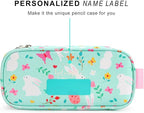 mibasies Girls Pencil Case for Kids, Multi-Slot Pencil Pouch, Rabbit Green