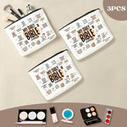 3 Pcs Inspirational Christian Gifts for Women: Bible Verse Scripture Makeup Bag Cosmetic Bag for Girl Daughter Bestie Friendship Gifts - Thanksgiving, Christmas, Graduation, Birthday