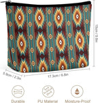 Women Ethnic Navajo Native American Southwestern Art Make Up Bag Holder Multifunction Cosmetic Train Case Casual Zipper Tote Bag Large Capacity for Cosmetics Digital Accessories Travel