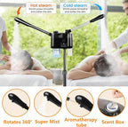 Professional Facial Steamer with Ozone and Hot & Cold Mist, Esthetician Steamer on Wheels, Face Humidifier for Facial Deep Cleaning, Digital Facial Steamer for Home and Salon, Black