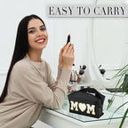 Sanwuta 9 Pcs Makeup Bags Bulk PU Double Zippers Cosmetic Bag Makeup Toiletry Christmas Small Pouch Portable Travel Organizers Case for Women Bridesmaid Party End of The Year(Black)