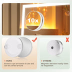 Hasipu Vanity Mirror with Lights, 34.3" x 25.2" LED Makeup Mirror, Light up Mirror with 10X Magnification and Phone Holder, USB Charging Port, Smart Touch 3 Colors Dimmable (White)