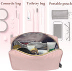 Aosbos Small Makeup Bag Travel Size Cosmetic Bags for Women Small Zipper Pouch with Inner Compartments | Idea for Purse Organizer (Pink)