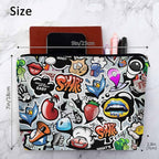 Women Cosmetic Bag Graffiti, Rainbow Graffiti Social Media Signs Cute Makeup Bag For Purse Cosmetic Travel Bag For Toiletries Makeup Storage Bag Flax Skincare Bag Make Up Pouch Bags