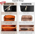 Abiudeng Travel Makeup Bag,Large Capacity Toiletry Bag Cosmetic Bags for Travel Essentials,Waterproof Portable Pouch Open Flat Makeup bag Organizer with Divider and Handle(Checkered-Black)