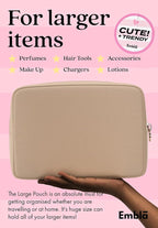 Embla Makeup Bag Travel Cosmetics Pouch and Toiletry Bag, Nylon Zipper Pouch Purse, Cute Make Up Organizer Storage Tote for Women Girls, Waterproof Travel Skincare Case, Large Makeup Bags, Sand