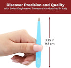 Venus by Regine Slant Tweezers - Handmade Precision Tool for Women & Men, 25-Degree Angle for Shaping Eyebrows & Grooming Facial Contours, Suitable for Eyebrow & Facial Hair Removal (Bright Blue)