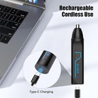 Nose Hair Trimmer for Men, 2025 Professional Painless USB Rechargeable Eyebrow Trimmer, Ear and Nose Hair Trimmer for Men Women, Facial Hair Remover with Powerful Motor, Black
