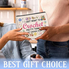 Crochet Gifts Makeup Bag for Crocheters Knitters, Crochet Lovers Knitting Gifts for Women Mom Grandma Cosmetic Bag with Zipper Travel Toiletry Pouch for Purse