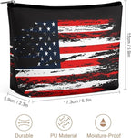Vintage Retro American Flag Art Toiletry Bag Holder Portable Gift for Girls Women Large Capacity Travel Makeup Train Case for Cosmetics Digital Accessories Fashion Travel Bag