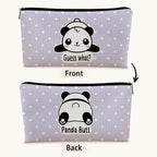 Cute Baby Panda Guess What It's Pug Butt Cosmetic Bag, Purple Makeup Case for Teen Girls & Women, Canvas Zipper Pouch