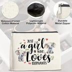 Makeup BagElephant Lovers Gifts for Women Cosmetic Bag Zipper Makeup Pouch Just a Girl Who Loves Elephants
