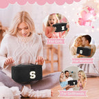 OCHEAL Makeup Bag for Women, Monogram Cosmetic Bag with Brush Holder,Black Travel Makeup Case Beauty Toiletry Bag Organizer Personalized Gifts for Girls Bridesmaid, Sister, Wife, Friends Initial S