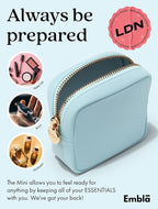 Embla Makeup Bag Travel Cosmetics Pouch and Toiletry Bag, Nylon Zipper Pouch Purse, Cute Make Up Organizer Storage Tote for Women Girls, Waterproof Travel Skincare Case, Small Makeup Bags, Sky Blue