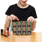 Women Ethnic Navajo Native American Southwestern Art Make Up Bag Holder Multifunction Cosmetic Train Case Casual Zipper Tote Bag Large Capacity for Cosmetics Digital Accessories Travel