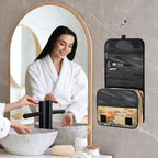 Travel Toiletry Bag for Women & Men Ethnic Flower Peony Hanging Cosmetic Organizer Portable Waterproof Makeup Case Make Up Bag with Compartments Travel Essentials for Bathroom Shower