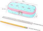 mibasies Girls Pencil Case for Kids, Multi-Slot Pencil Pouch, Rainbow Mint Green