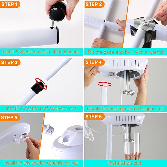 Professional Facial Steamer, Stand Ozone Face Steamer on Wheels, Adjustable Height and Angle,Estheticians Steamer More Steam,Hot Mist Facial Humidifier Atomizer for Spa Beauty, Home Use