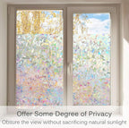 Volcanics Window Privacy Film with Installation Tools, Static Window Clings Vinyl 3D Decals Stickers Rainbow Window Film for Glass Door Home Heat Control Anti UV 23.6 x 157.4 Inches