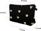 Cute Travel Makeup Bag Cosmetic Bag Small Pouch Gift for Women (Brushed Gold Heart)