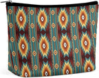 Women Ethnic Navajo Native American Southwestern Art Make Up Bag Holder Multifunction Cosmetic Train Case Casual Zipper Tote Bag Large Capacity for Cosmetics Digital Accessories Travel
