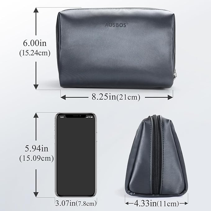 Aosbos Makeup Bag Travel Size Cosmetic Bag Zipper Makeup Pouch for Women Travel Essentials Cosmetic Pouch Makeup Organizer Purse, Blue Black