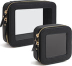 KOTORA Small Makeup Bag for Purse Cute Travel Makeup Bag Clear Cosmetic Bag with Zipper, Car Make Up Bag Organizer Storage Traveling Car Accessories Travel Essentials for Women (Black)